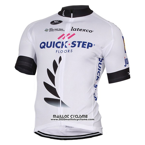 2017 Maillot Ciclismo Quick Step Floors Blanc Manches Courtes et Cuissard
